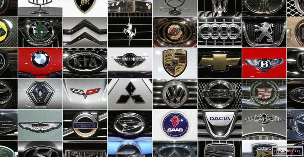Emblems of cars from different manufacturers