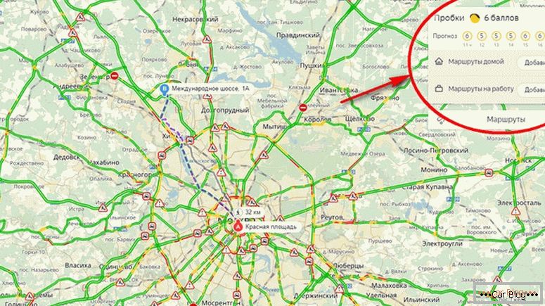 how to create a route in Yandex maps on a car, taking into account traffic jams