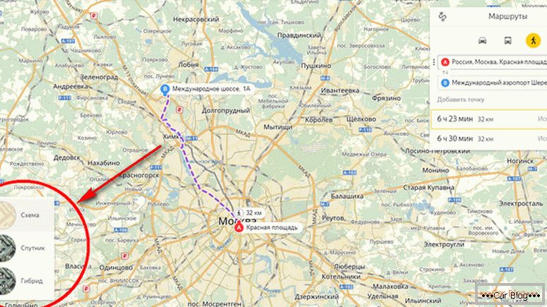 how to build a route on the car Yandex maps