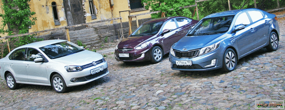 Sedan VW Polo, Hyundai Solaris, Kia Rio