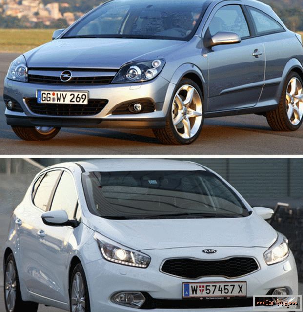 Comparison of cars Opel Astra GTC and Kia Sid GT