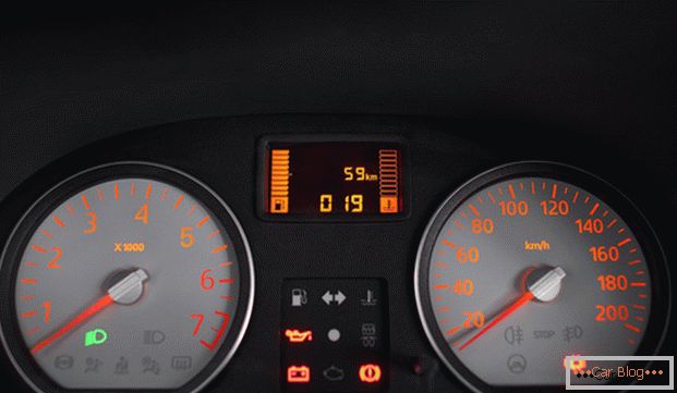 The dashboard of the car Renault Logan