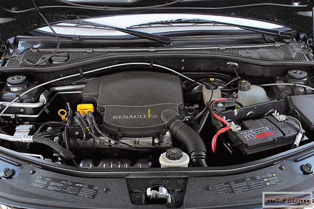 Under the hood of the car Renault Logan