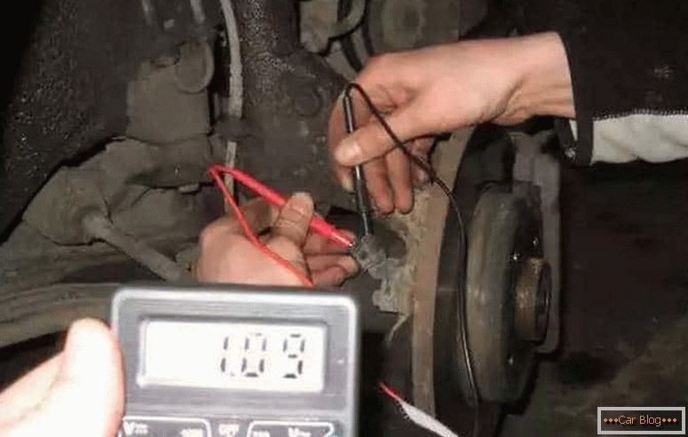 How is the ABS sensor checked with a tester?