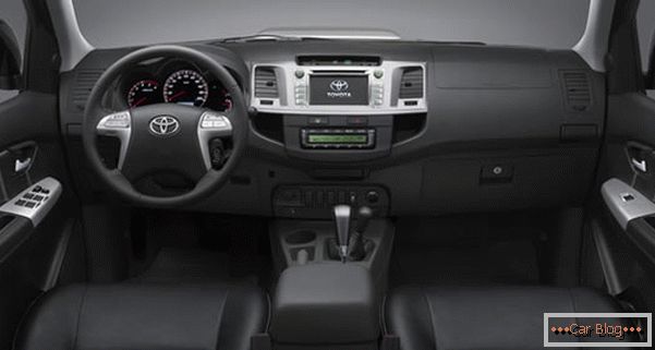 In the cabin of the car Toyota Hilux