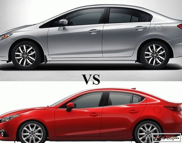 Cars Mazda 3 and Honda Civic - седаны для активных людей